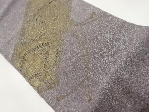 金彩汕頭相良刺繍カットワーク菱に桐・鳥・草花模様名古屋帯